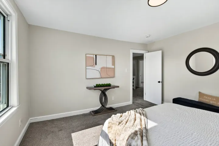 Staged bedroom, third angle